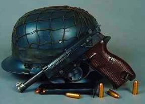 Semi-Auto Pistol and Helmet